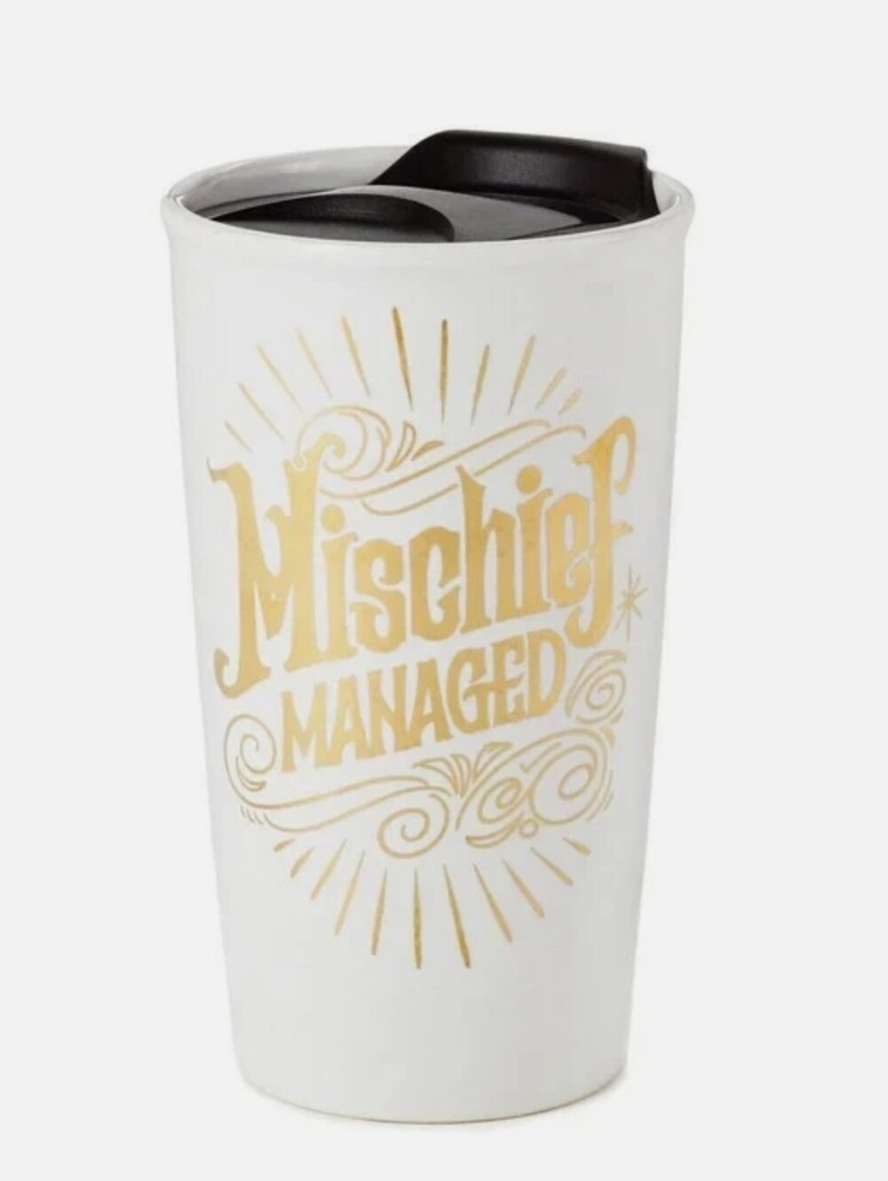 Hallmark Harry Potter Mischief Managed Travel Mug 10 oz – Ceramic Gold Foil